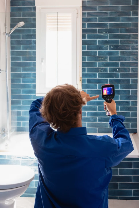Homme en chemise à carreaux effectuant une installation ou réparation d'équipement technique dans un environnement intérieur professionnel